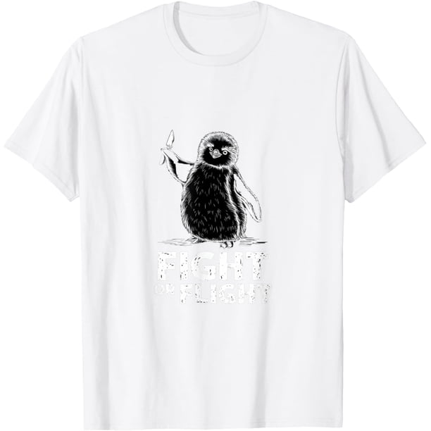 Fight or Flight Funny Penguin Pun Meme Camiseta 100% algodón para hombre y mujer, unisex