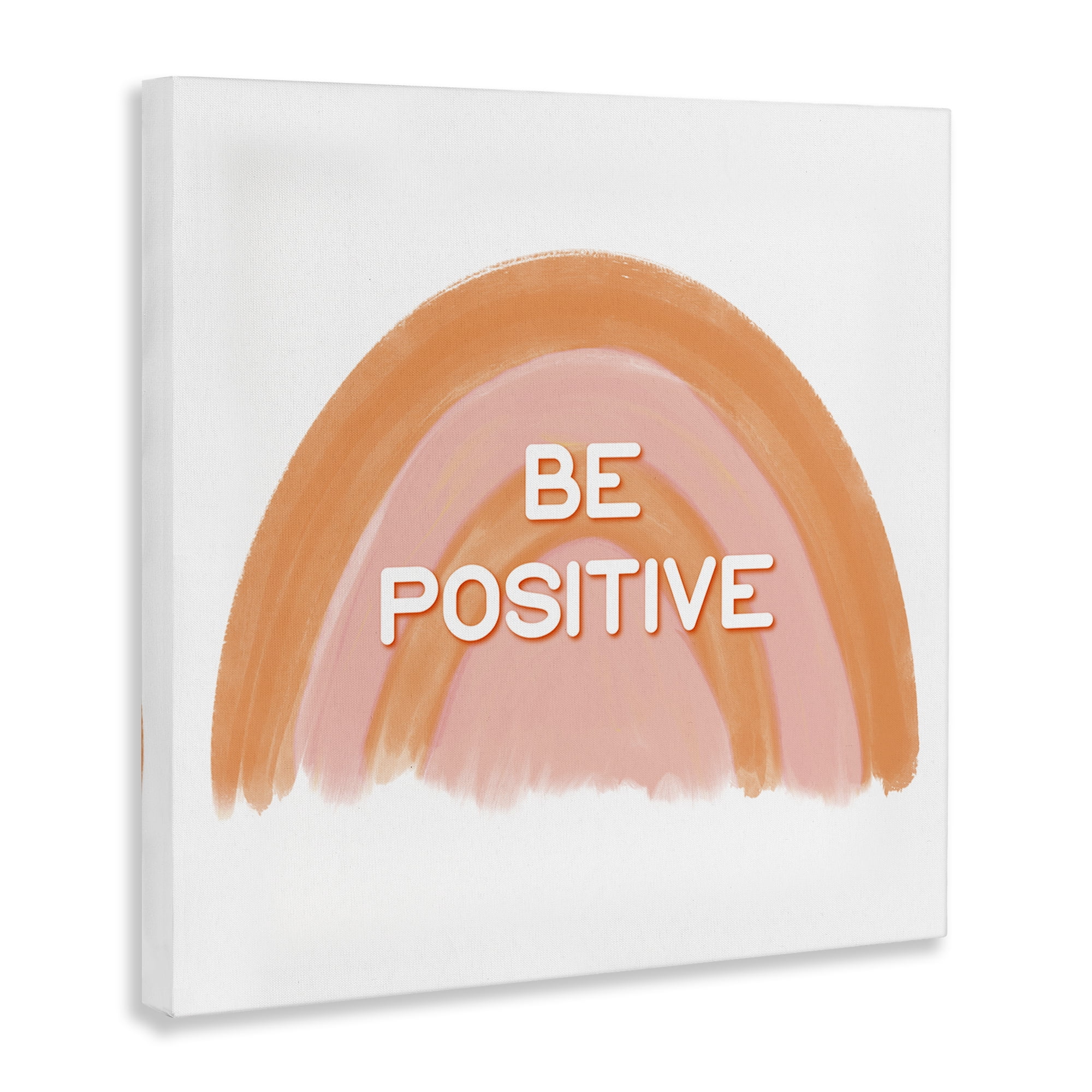 Stupell Industries Orange Be Positive Text & Numbers Painting Wrapped Canvas Art Print Wall Art, 24 x 24