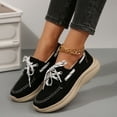 thumbnail image 3 of Fashion Sneakers for Women Fashion Casual Lace up Low Top Platform Chunky Flats Canvas Shoes Walking Loafers, 3 of 6