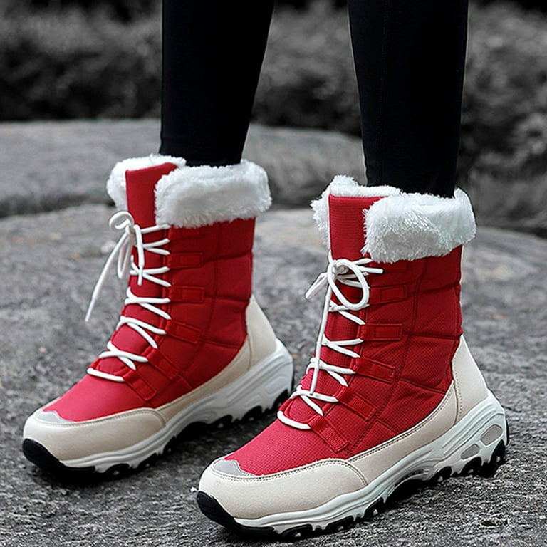 jsaierl Women's Cute Warm Faux Fur Lined Mid Calf Winter Snow Boots Cold  Weather Winter Boots