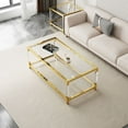 thumbnail image 3 of LiviNest Modern Coffee Table with Glass Top: Gold Metal Frame & Acrylic Legs - Minimalist Side Table for Living Room Office Hotel, 3 of 6