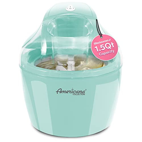 Elite Gourmet Americana EIM 1400M 1.5 Qt Freezer Bowl Automatic Easy Homemade Electric Ice Cream Maker Ingredient Chute On Off Switch No Salt