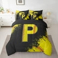 thumbnail image 2 of Manfei Children Teens Personalized Initial P Bedding Comforter Set 7-Piece,Graffiti Splash King Bedding Sets,Sport Baseball Ultra Soft Bed Sheets,Super Cozy Room Decor,Reversible, 2 of 8