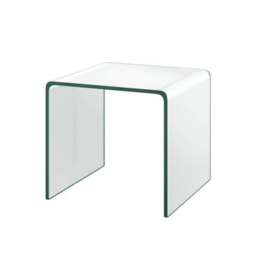 Tempered Glass End Table Clear Sofa End Tables with Waterfall Edges