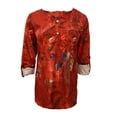 thumbnail image 2 of Mode Femmes Décontracté Vintage Imprimé Col en V Manches Longues Chemise Blouse Hauts, 2 of 5