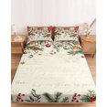 thumbnail image 2 of Cal.King Size Fitted Sheet Set - Red Christmas 3 Piece Bedding Sets 16" Deep Pocket Fitted Sheet with 2 Pillowcases, Xams Tree Winter Poinsettia Pine Cones Farmhouse Microfiber Hotel Bed Sheets, 2 of 9