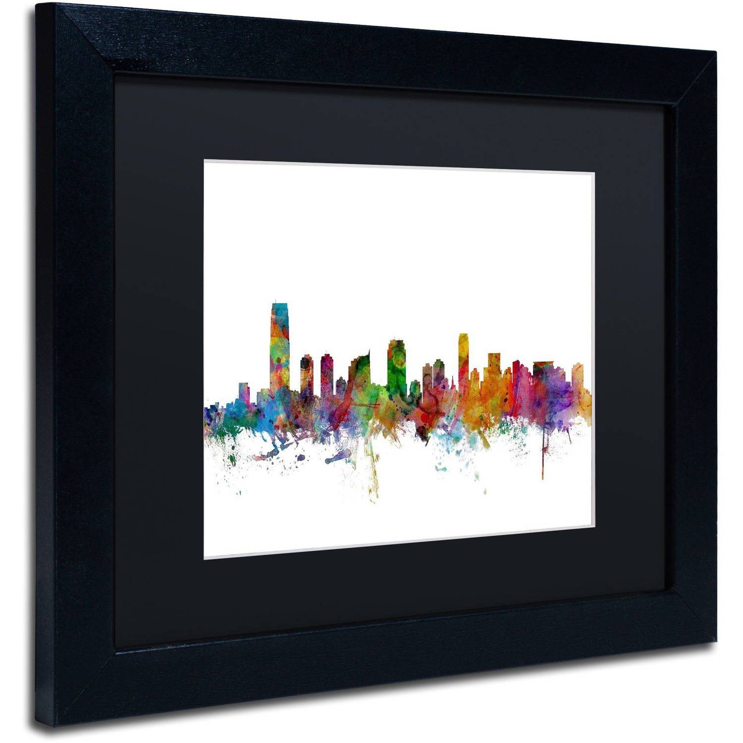Trademark Fine Art 'Jersey City New Jersey Skyline' Canvas Art by Michael Tompsett, Black Matte, Black Frame