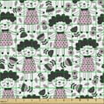 thumbnail image 2 of Cartoon Fabric by the Yard, Cheerful Sheep Girl Along Flowers in Scandinavian Doodle Concept, Upholstery Fabric for Dining Chairs Home Decor Accents, Pale Pink Dark Blue Grey by Ambesonne, 2 of 5