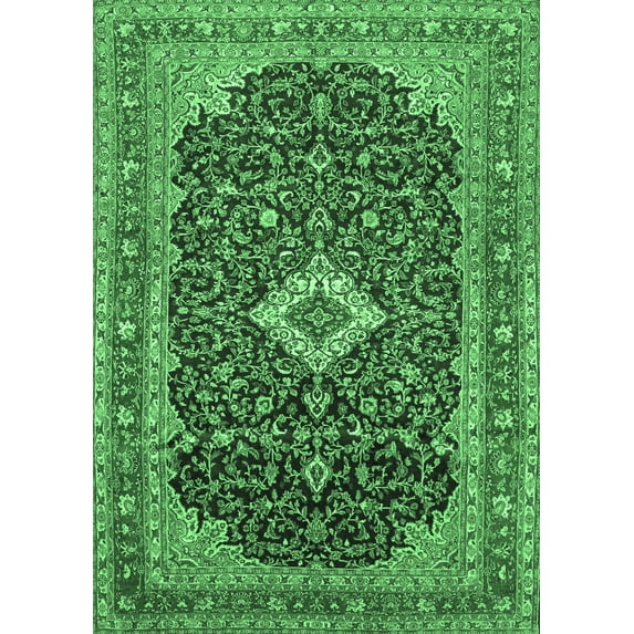 Ahgly Company Indoor Rectangle Medallion Emerald Green Traditional Area Rugs, 7' x 9'