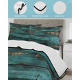 thumbnail image 4 of Quilts Twin Size, Teal Brown Vintage Wood Soft Comforter Bedding Set for Bed, Abstract Retro Shabby Plank Lightweight Quilted Bedspread with Pillow Cover(2 Pieces) for All Season, 68x86 Inch, 4 of 6