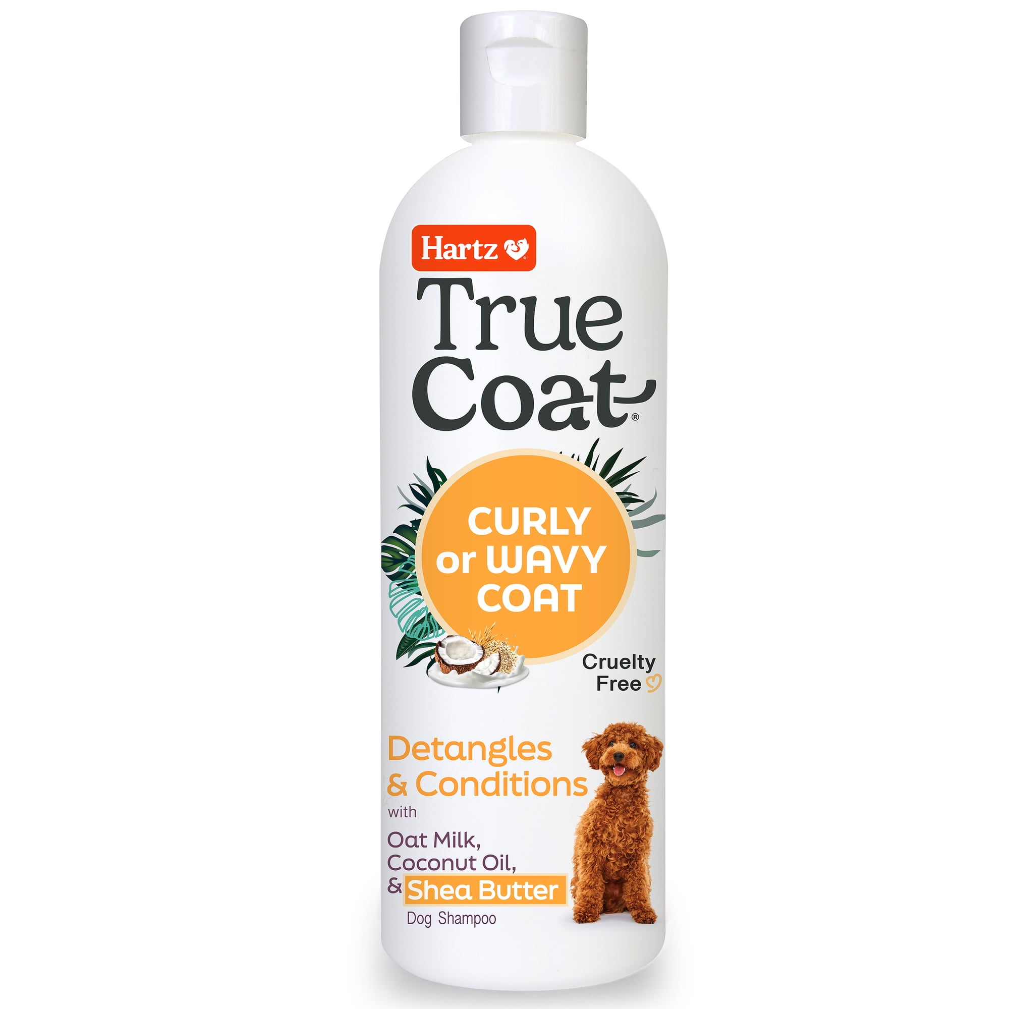 Hartz True Coat Curly or Wavy Dog Shampoo, 5 in 1 Detangles & Conditions with Oat Milk, Coconut Oil & Shea Butter, 16 oz