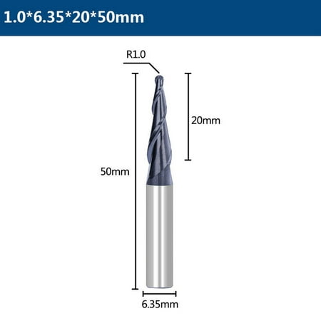 

Tapered Ball Nose End Mill 2 Flute 1/4 Shank Carbide End Mill Spiral Router Bit