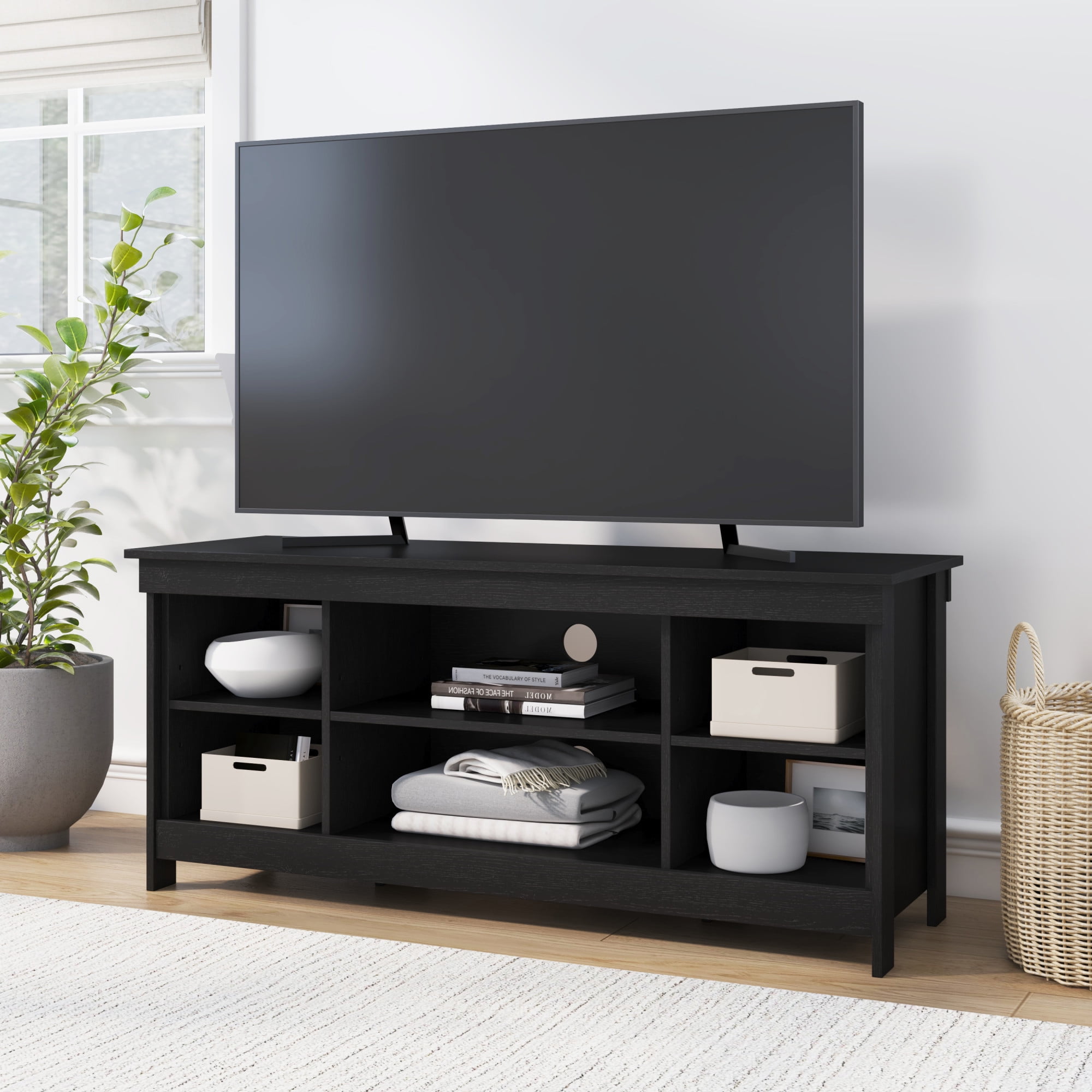 Mainstays Ardent No Tools Open Shelf TV Stand Console for TVs up to 50", Black