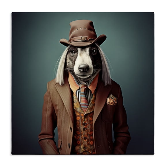 Stupell Industries Shabby Chic Vintage Fashion Dog Canvas Art, 17 x 17, by Lazar Studio