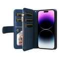 thumbnail image 3 of Multifunctional Case for iPhone 12 Pro/12, [RFID Blocking] 9 Credit Cards Holder with Wrist Strap, Premium PU Leather Zipper Wallet Purse Magnetic Flip Phone Cover For iPhone 12/12 Pro, Blue, 3 of 12