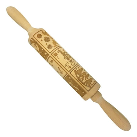 

TRINGKY Nativity Christ Pattern Wooden Engraved 3D Wooden Rolling Pin for Baking Lightweight for Kids and Adults for Party