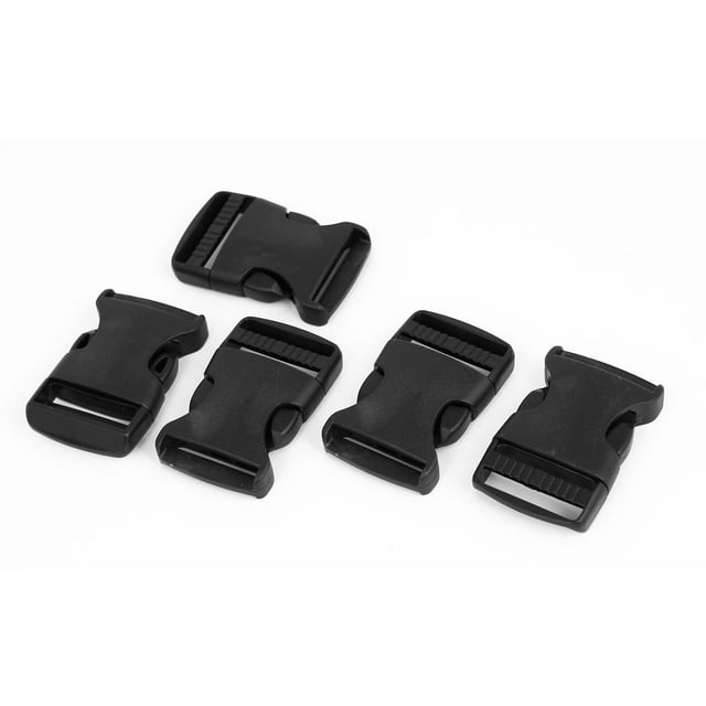 Unique Bargains 5Pcs 1 1/4' Wide Webbing Strap Plastic Curved Clasp Side Release Buckle Black