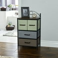 thumbnail image 3 of Household Essentials Victoria Dresser Nightstand Storage Organizer with 4 Multicolor Drawers Black Metal Frame and Mid Century Walnut Wood Grain Top, 3 of 8