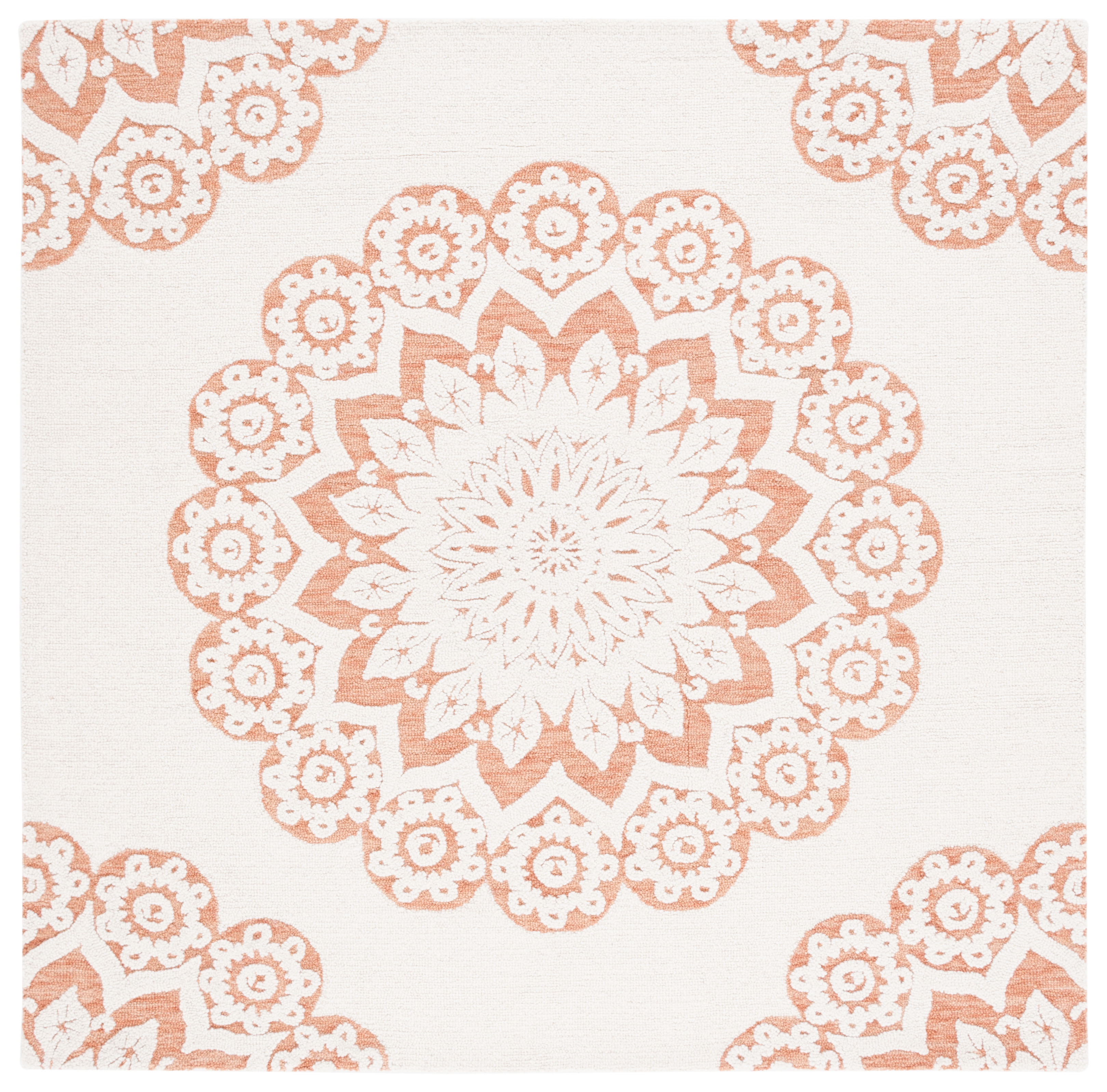SAFAVIEH Blossom Brody Medallion Area Rug, Ivory/Pink, 6' x 6' Square
