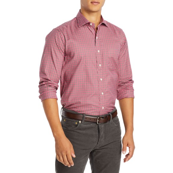 Sid Mashburn Mens Check Button Front Sport Shirt Small Pink Multi - NWT $165