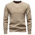 thumbnail image 2 of WTOBBY Men's Pullover Sweater Jumper with Knit Crewneck Plain Neck Vintage Style, Business Casual Fashion Top for Warm and Stylish Wear,Khaki S, 2 of 4