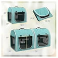 thumbnail image 3 of Portable Cat Carrier 39", Soft Sided Double Enclosure, Pet Travel Carrier with Divider, Cushions & Storage Bag - Green, 3 of 9