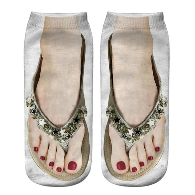 Socks 3D Pattern Sandals Print Socks Running Socks Women Personality Low Ankle Sports Socks