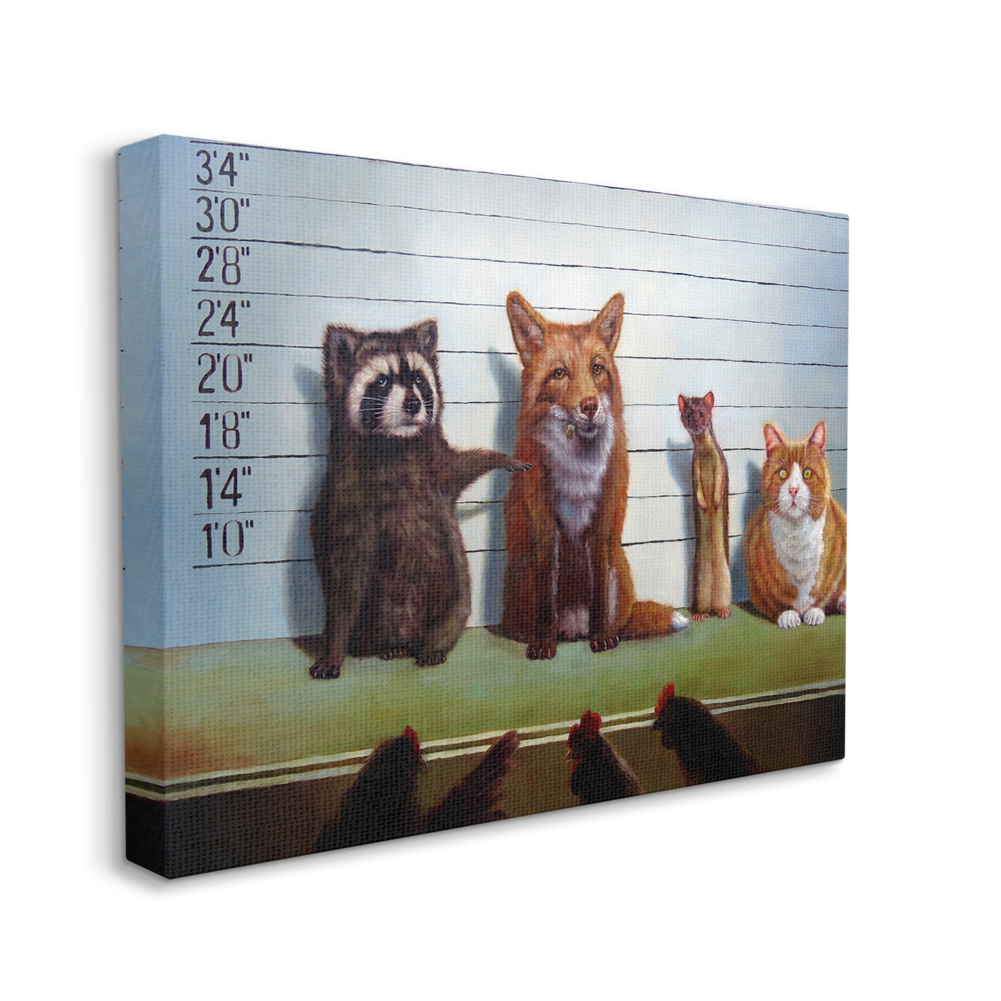 Stupell Industries Humorous Wildlife Farm Animals Interrogation Lineup Canvas Wall Art, 30 x 24, Design by Lucia Heffernan