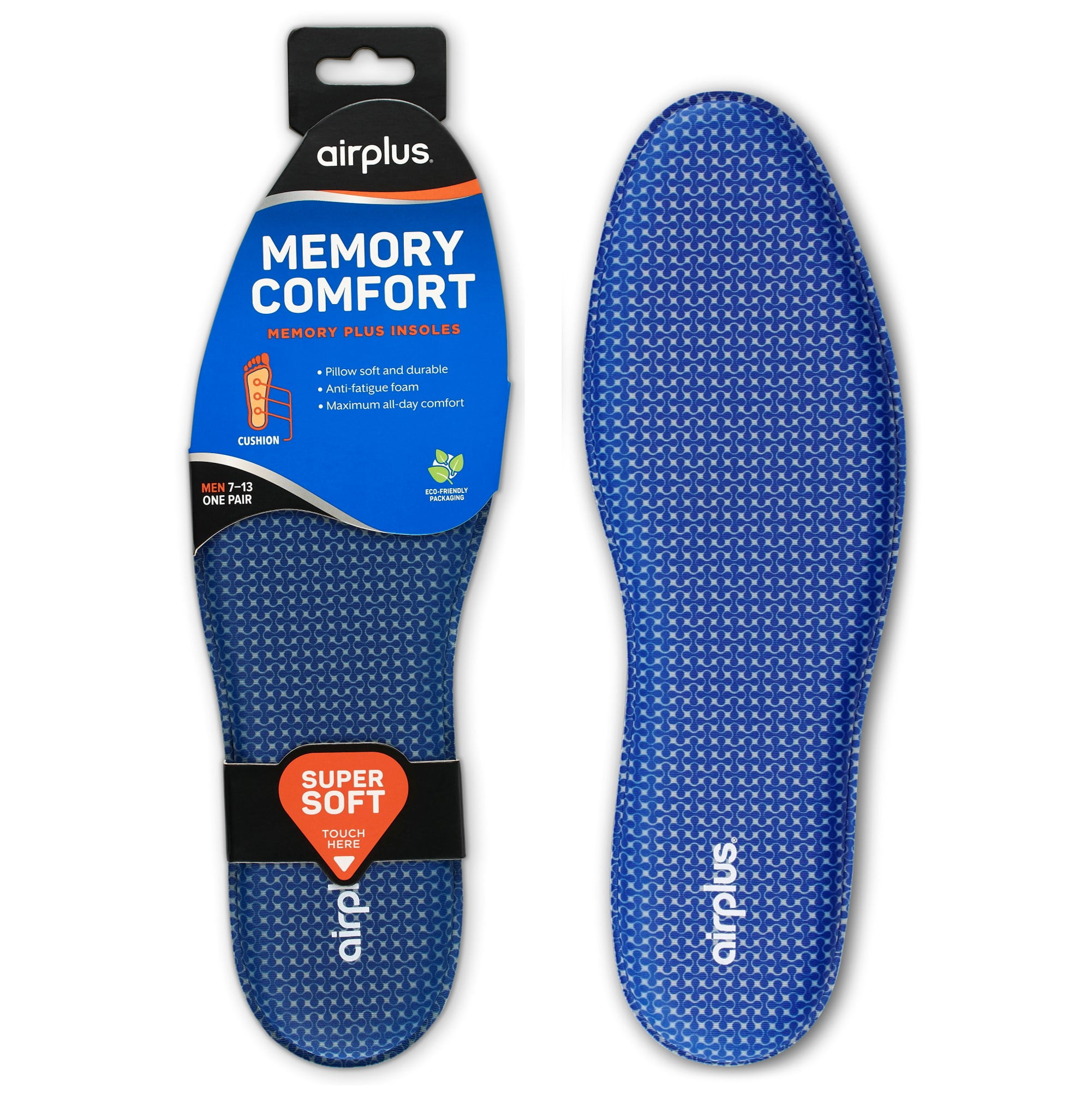 min dok Alvast Airplus Memory Foam Comfort Insoles for men's shoes 7-13 - Walmart.com