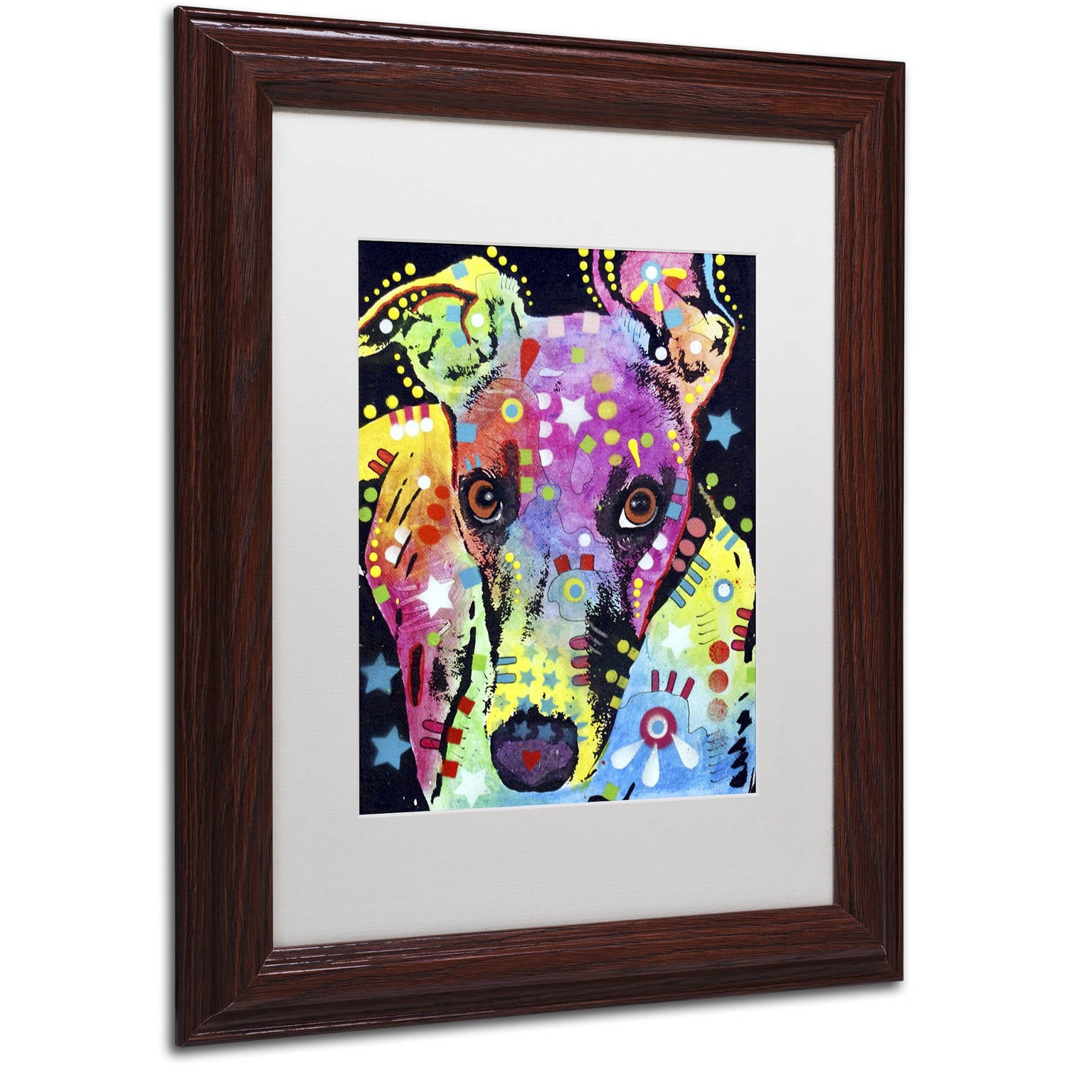 Trademark Fine Art 'Whippet' Canvas Art by Dean Russo, White Matte, Wood Frame