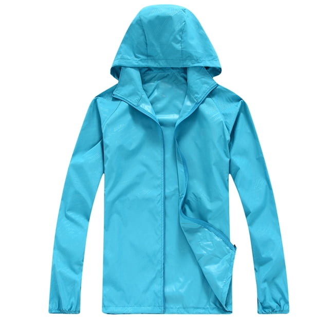 YanHoo Vestes de Randonnée d'Été pour Hommes Légères Protection Solaire Imperméable Coupe-Vent à Capuche avec Fermeture Éclair Complète