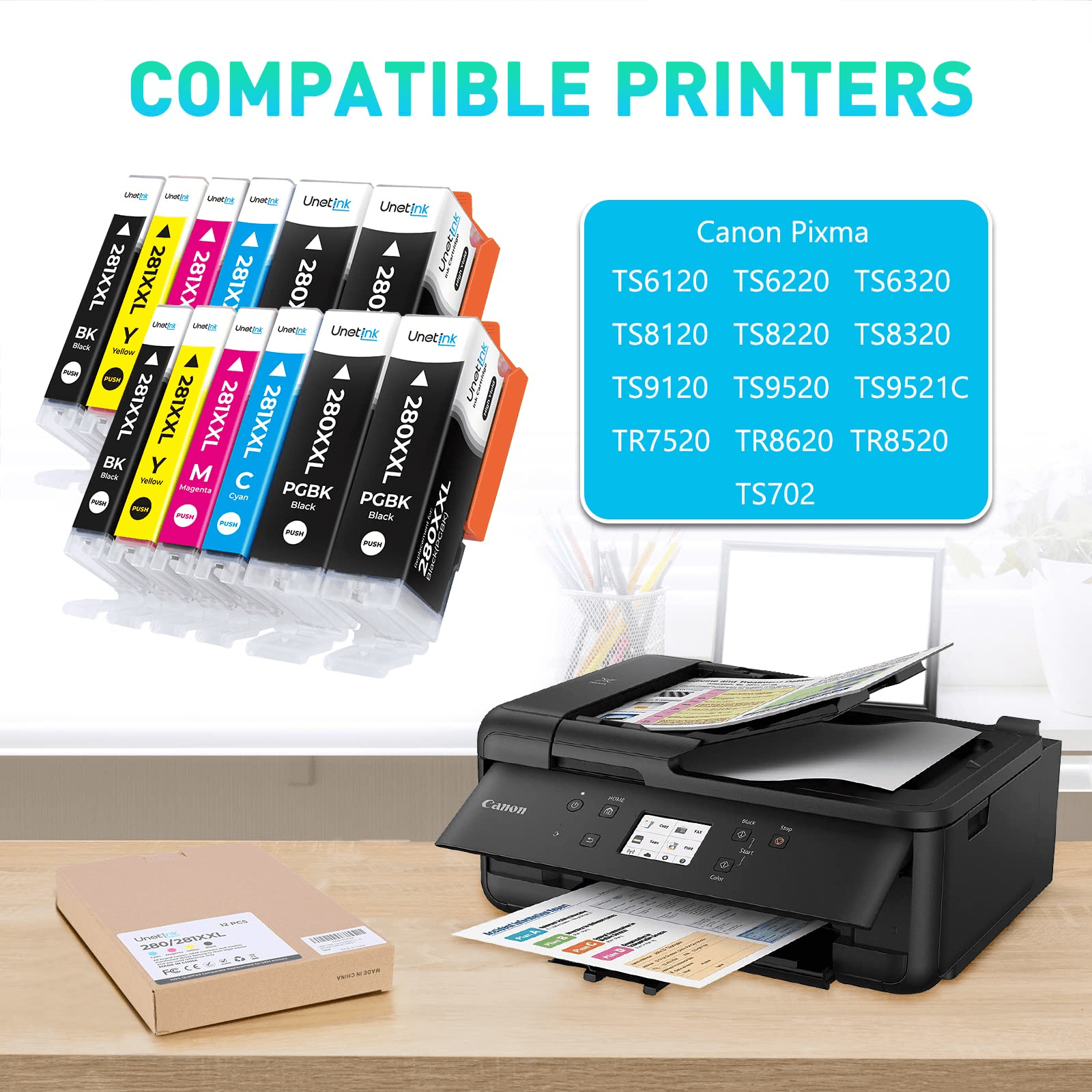 UNETINK Compatible Ink Cartridge Replacement for Canon 280