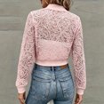thumbnail image 5 of Idoravan Womens Lace Jacket Womens Cropped Lace Jacket Fashion Women Casual Zipper Lace Solid Long Sleeve Short Jacket Coat, 5 of 7