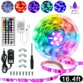 thumbnail image 1 of LED Strip Lights, 16.4ft 3528 SMD RGB Rope Lights Music Sync Color Changing, Rope Light 300 SMD, IR Remote Controller Flexible Strip No White for Home Party Bedroom Party Indoor, 1 of 8