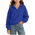 thumbnail image 2 of Ashirexll Girls Sweatshirts Solid Half Zip Turn Down Collar Pullover Sweatshirt for Big Girls 5-16 Years, 2 of 7