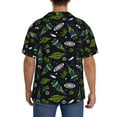 thumbnail image 5 of Balery Space Rockets Men's Casual Button Down Shirt Short Sleeve Textured Summer Cuban Beach Shirts-Large, 5 of 7