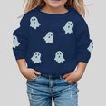 thumbnail image 2 of Weebloom Halloween Crew Neck Sweatshirts Cute Ghost Graphic Pullover Fall Winter Season Tops Boy Girl Party Sweatshirt Navy, 2 of 5