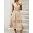 thumbnail image 4 of Women'S Vacation Solid Color Sleeveless V-Neck Elastic Waist Dress XL, 4 of 7