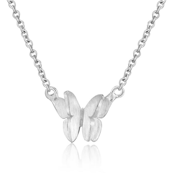 Magically Sweet Fluttering Butterfly Minimalist Sterling Silver Necklace
