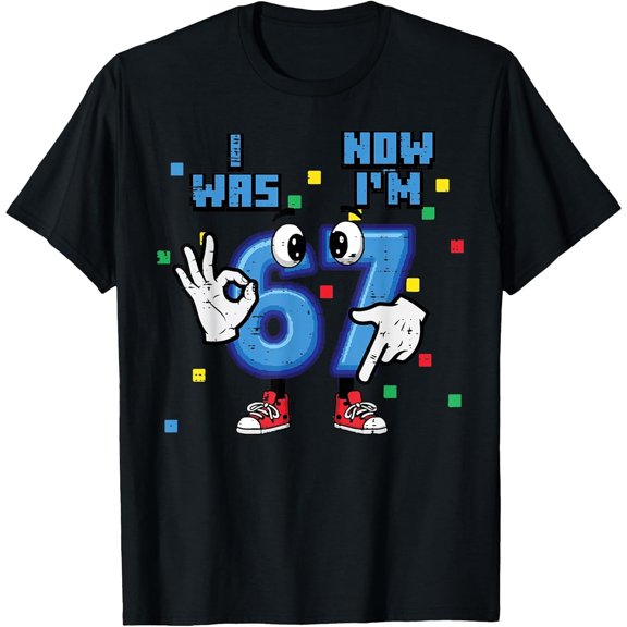 7th Birthday I was 6 Now Im 7 Hands 67 Meme Boys T-Shirt, T-Shirt for Kids Youth, 180gsm, 100% Cotton