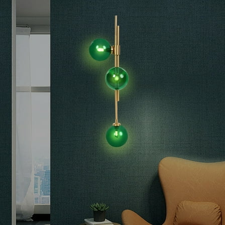 Modern Glass Globe Wall Sconce 3-Light LED Wall Light Bedroom Fixtures Wall Lamp