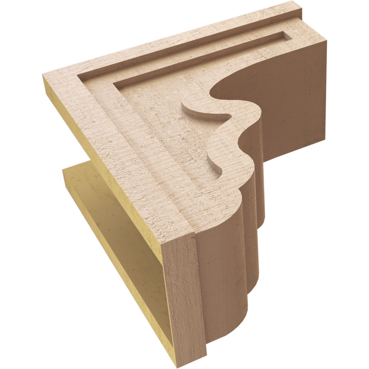 9"W x 18"D x 18"H Classic Highland Rough Cedar Woodgrain TimberThane Corbel, Primed Tan