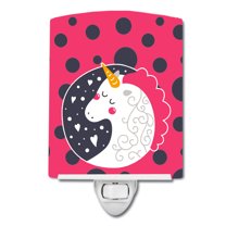 Caroline's Treasures BB7136CNL Unicorn Pink Polkadots Ceramic Night Light, 6x4x3", multicolor