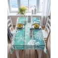 thumbnail image 3 of Teal Coastal Beach Rectangle Tablecloth, Nautical Starfish Coral Vintage Wooden Waterproof & StainResistant Tablecloth, Washable Oil-proof Table Cover for Dining/Party/Wedding/Camping/Buffet 52x70 In, 3 of 9