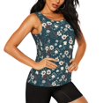 thumbnail image 2 of Xecao Vintage Floral print women's scoop neck, loose-fit workout tank tops for the gym., 2 of 9