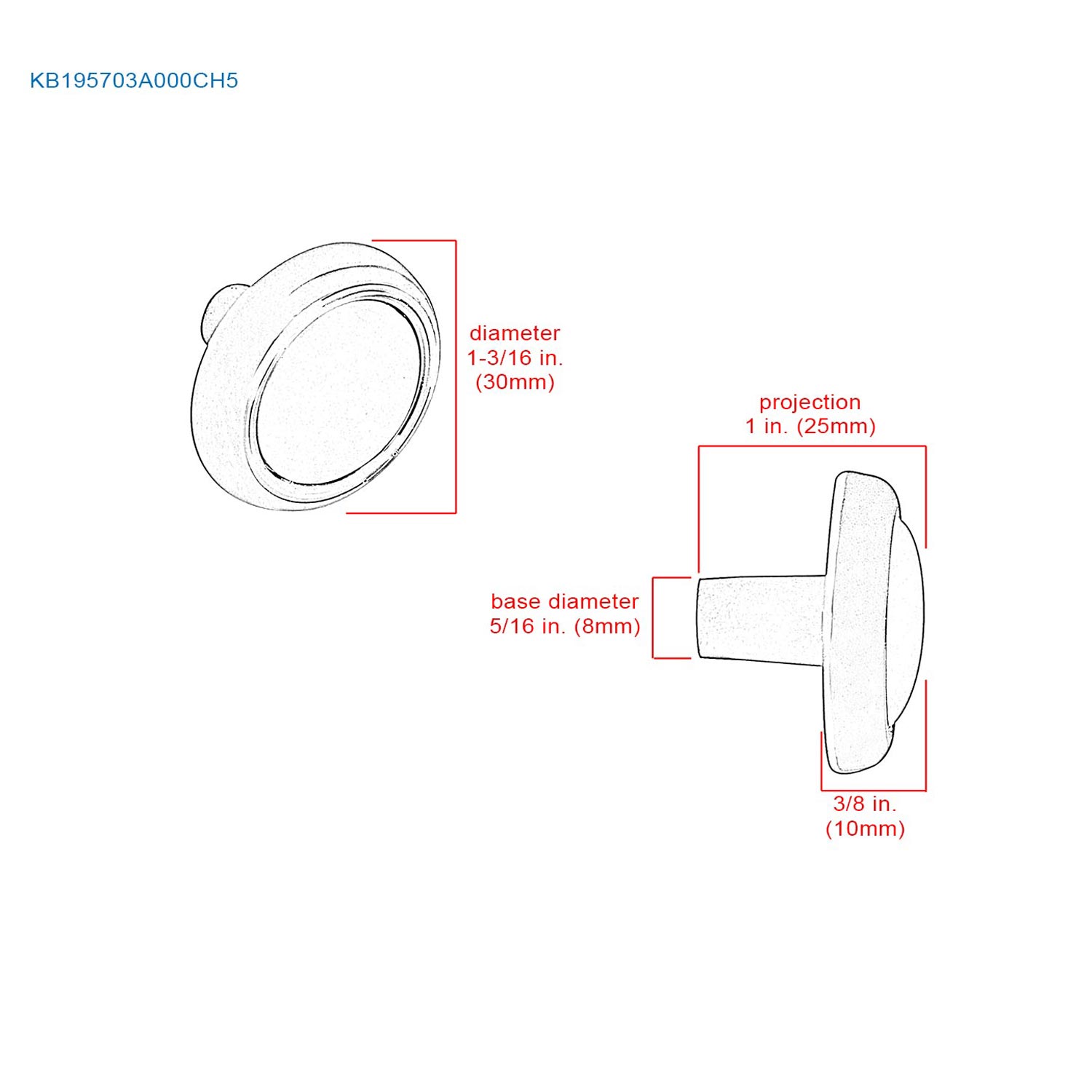 Style Selections Z835-31-PC/CW 1-1/8" Cabinet Knob, White Porcelain/Chrome - 10 Pack