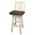 thumbnail image 3 of Home Square 2 Piece Slat Back Handcrafted Swivel Wood Barstool Set in Natural, 3 of 4