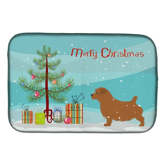 Norfolk Terrier Merry Christmas Tree Dish Drying Mat