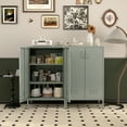 thumbnail image 6 of Marcree Green Metal Cabinet,2 Door Accent Cabinet,Metal Locker Cabinet with Legs,Sideboard Cabinet with Adjustable Shelves,Locker Storage Cabinet for Living Room,Entryway, 6 of 9