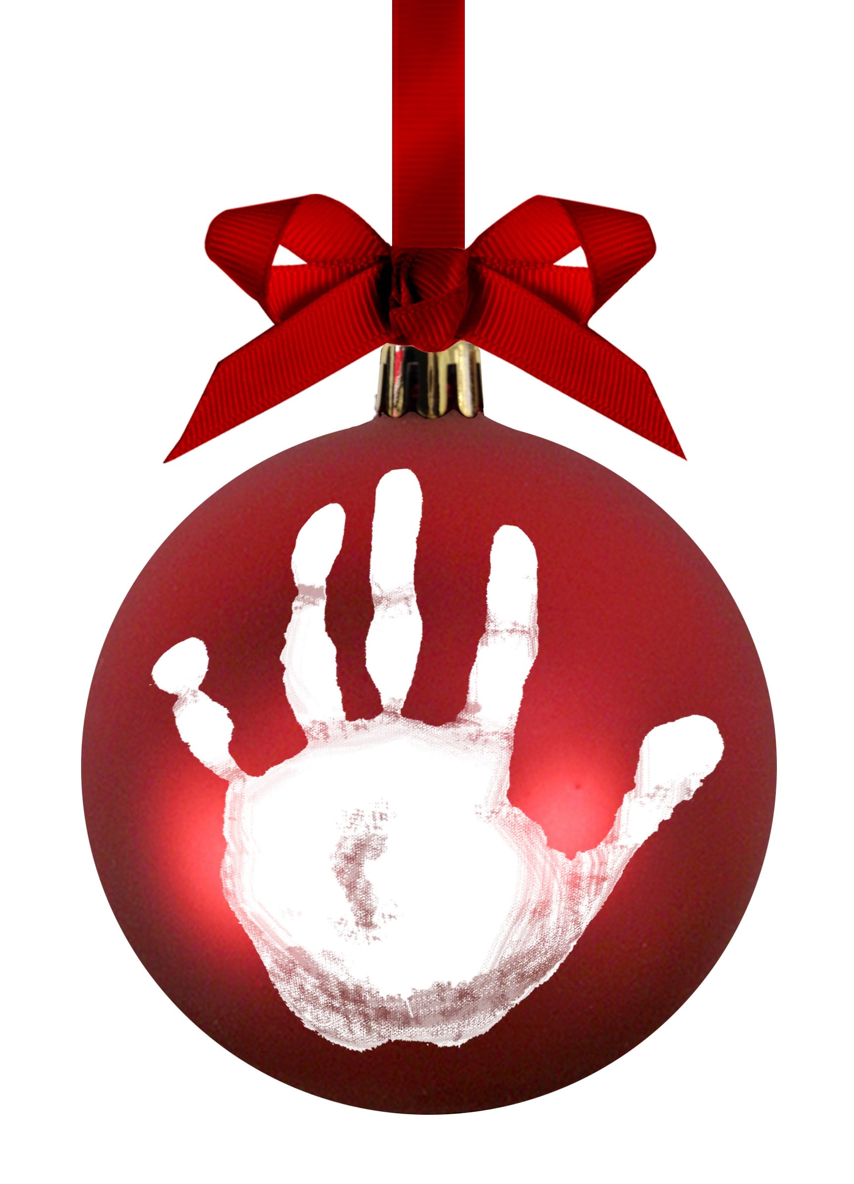 Pearhead Babyprints Handprint or Footprint Holiday DIY Ball Ornament, Red